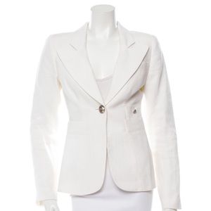 SMYTHE Structured White Linen Blazer Size: S | US 4